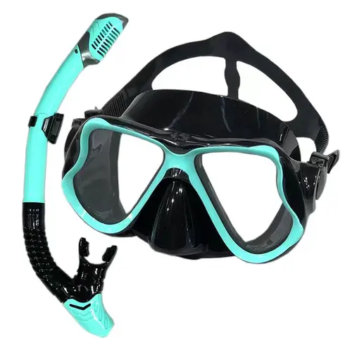 Imagen 1 del producto Gafas de silicona suaves impermeables para natación profesional, gafas antivaho con revestimiento, máscara de buceo con tubo de respiración completamente seco