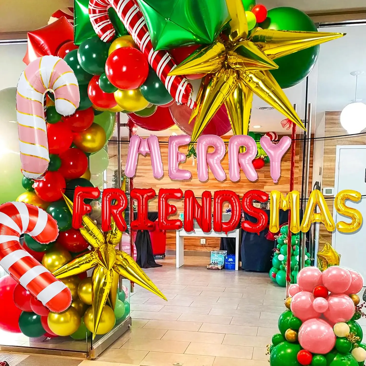 Laventy Merry Friendsmas Party Decorations Merry Friendsmas Banner Balloons Friends-Themed Christmas Party Decorations Supplies