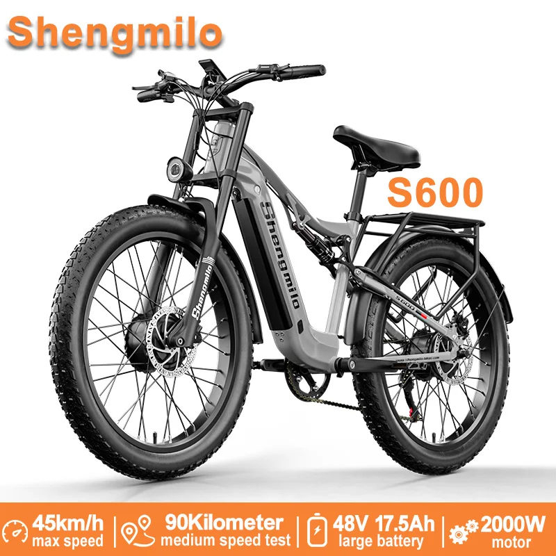 

Shengmilo S600 2000W Fat Tire eBike, 48V 17.5Ah Battery, 45KM/H, 90KM Range, 150KG Load All-Terrain eBike