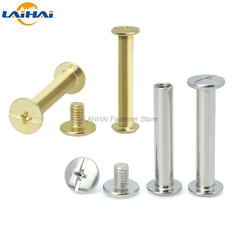 2/10pcs M5x5-150mm Golden Silver Leather Bag Belt Photo Scrapbook Album Book Post Binding Screw Chicago Screw Nail Rivet Bolt