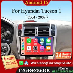 For Hyundai Tucson 2004 2005 2006 2007 2008 2009 Android 15 Car Radio Multimedia Stereo Video Player GPS Navigation Carplay Auto