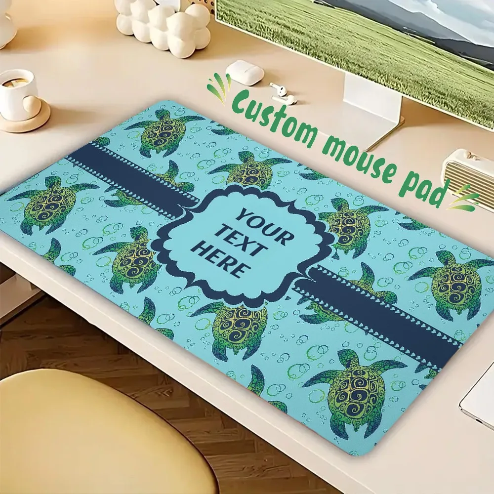 Ocean Turtle Custom Mouse Pad With Custom Text Label, Smooth Wearproof Keepsake Gift For Halloween Christmas