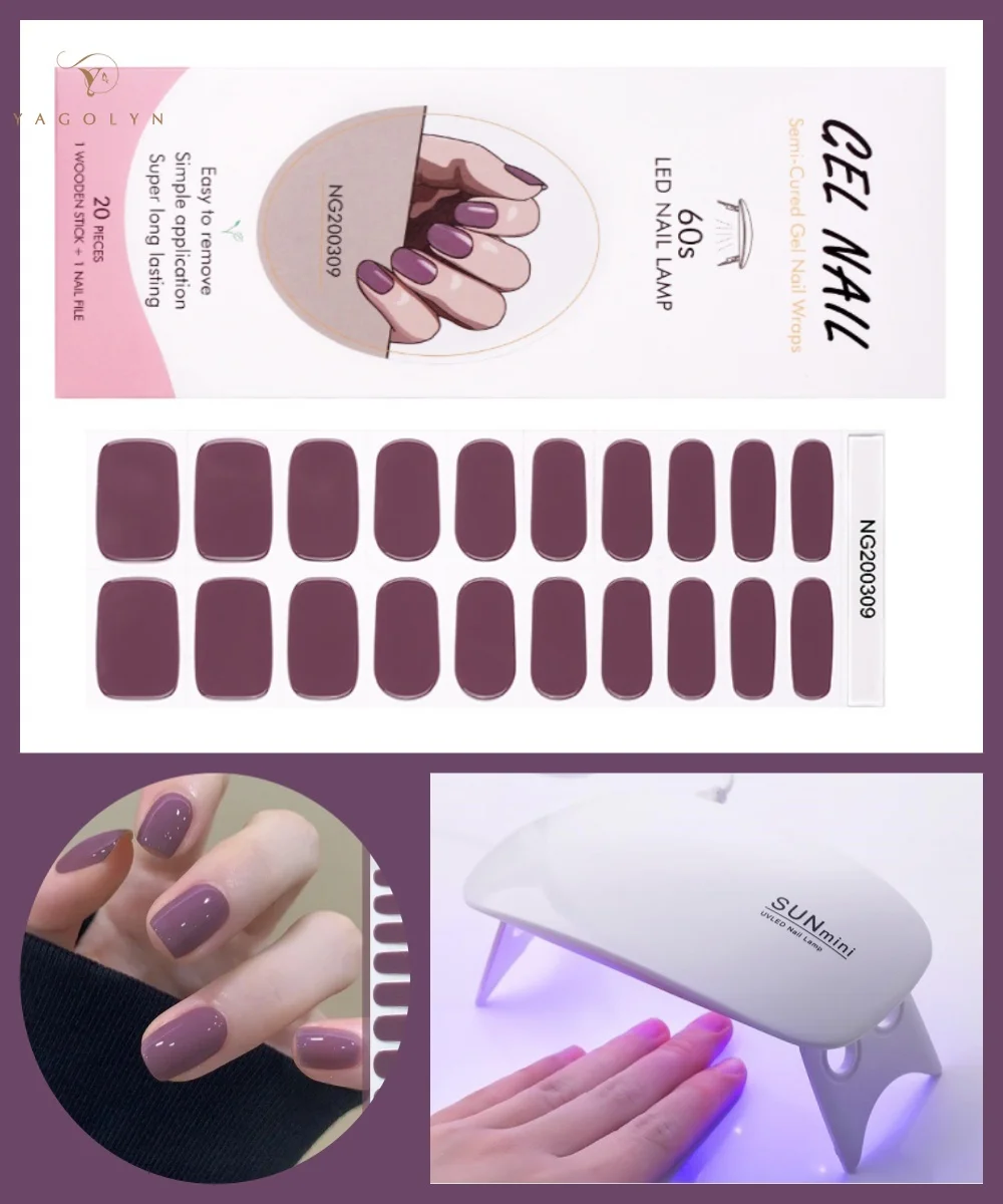 Juego de pegatinas de uñas de Gel semicurado gradiente, envolturas de Gel de manicura con lámpara UV de 6W, Kit de capa superior sin toallita, larga duración, 2 unids/set