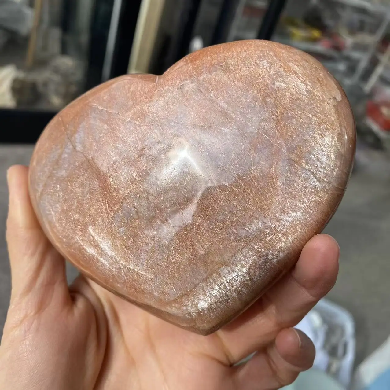

Natural Orange And Peach Moonstone Crystal Quartz Carved Heart, Energy Gemstone, Spiritual Healing, Home, Office, Aquarium Decor