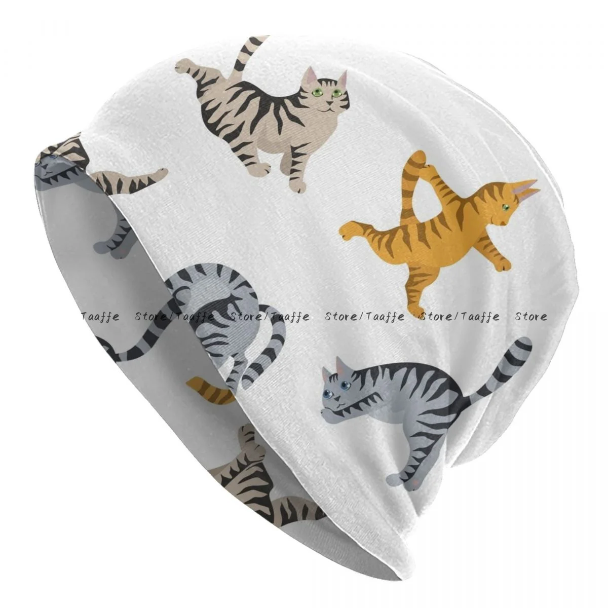 

Thin Beanies Knitted Cap Autumn Cats With Different Yoga Poses Beanie Bonnet Casual Hat