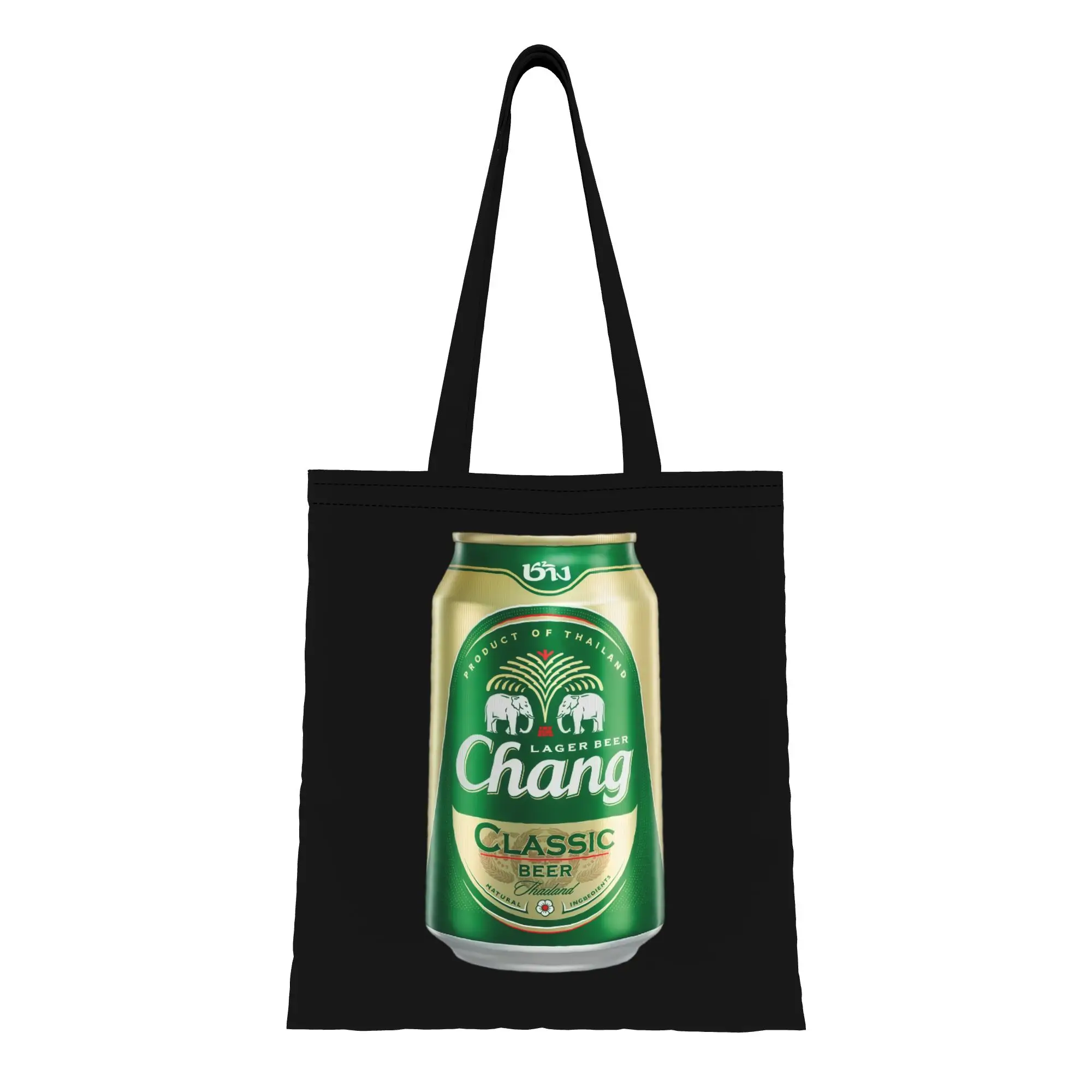Bolsa de Lona Clásica CChang CChang con Diseño de Cerveza Tailandesa, Ideal para Compras, Viajes y Actividades al Aire Libre, Bolso de Hombro Resistente