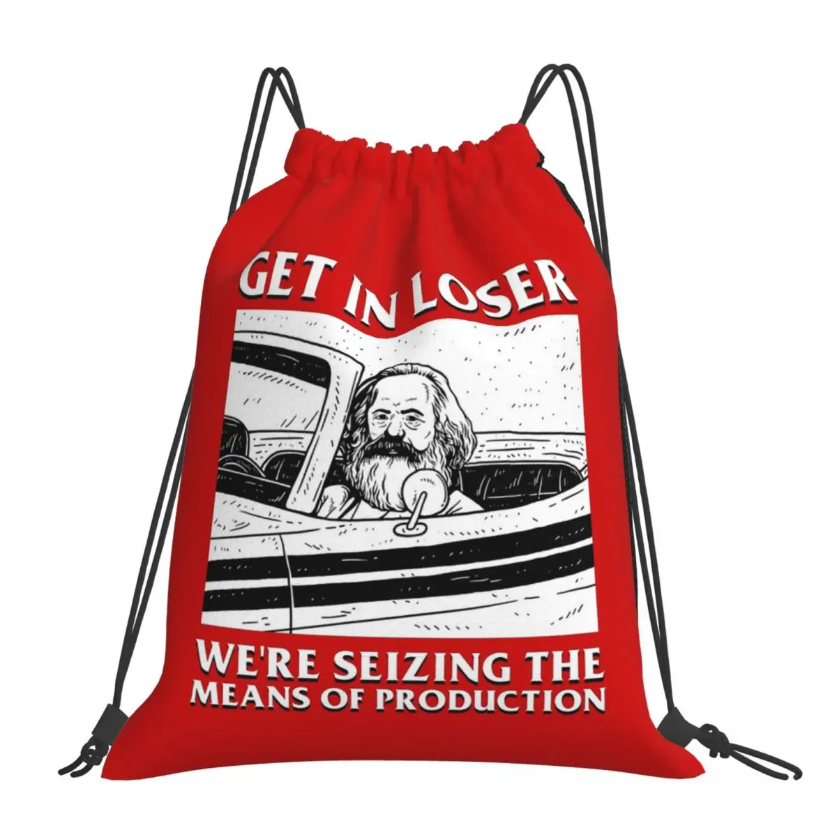 Get In Loser We're Seizing The Means Of Production バックパック ポータブル巾着バッグ シューズバッグ ブックバッグ 旅行 学校用