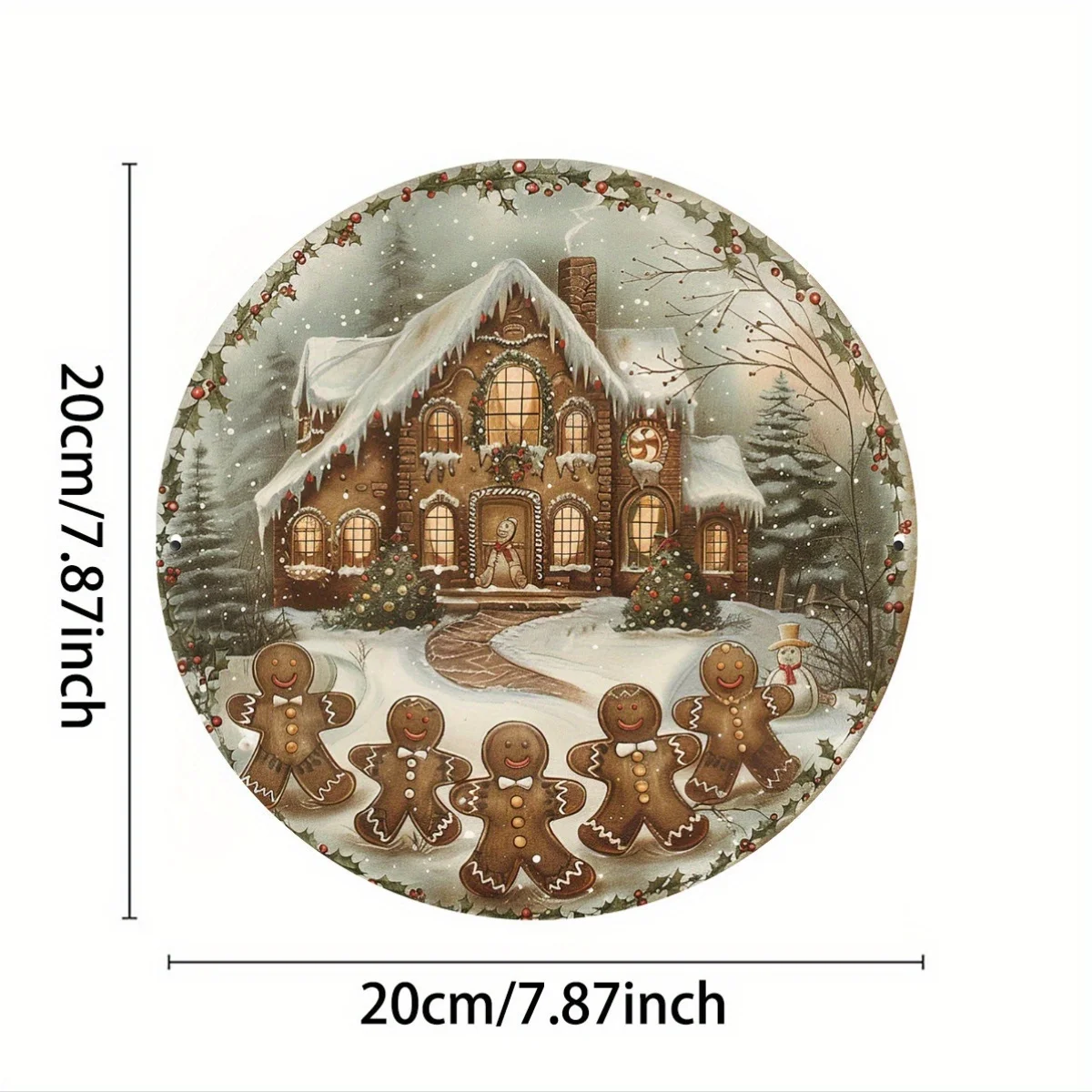 1pc Vintage Aluminum Gingerbread Wonderland Sign - Sweet Christmas Joy Metal Wall Decor, Indoor/Outdoor Home Decoration, Fun Wal