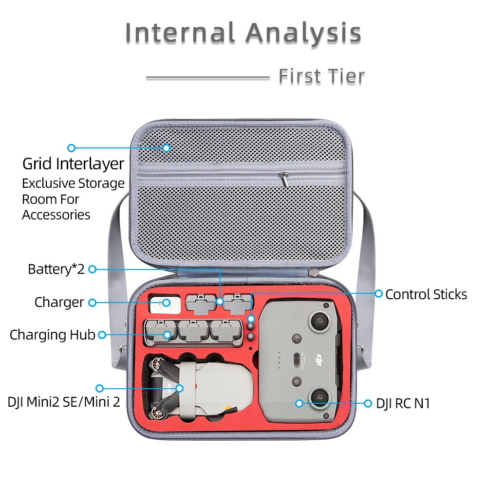 Drone Bag for DJI Mini 2SE/Mini 2 Fly More Combo Carrying Shoulder Bag RC N1 Storage Case Battery Charge Manager Accessories