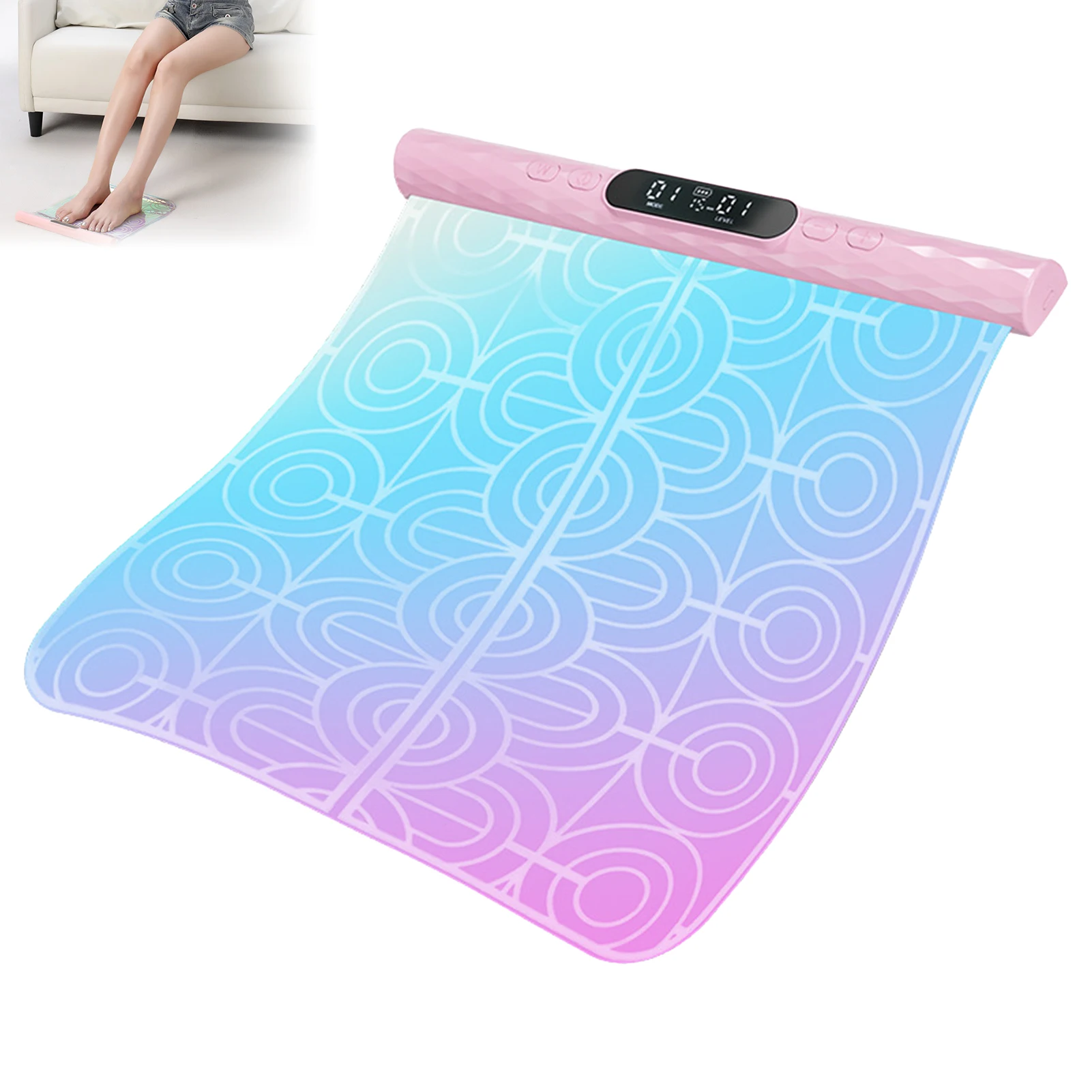 Adults EMS Foot Massager Pad Home Office Relaxation Smart Electric Pulse Leg Slimming Mat 8 Modes 15 Levels Portable USB