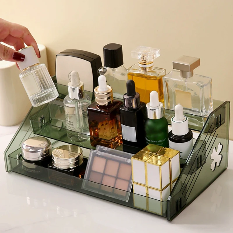 Plastic 3 Layers Jewelry Display Stand High Capacity Desktop Organizer Holder Multi Layer Rack  Jewelry Bottle Desktop Storage