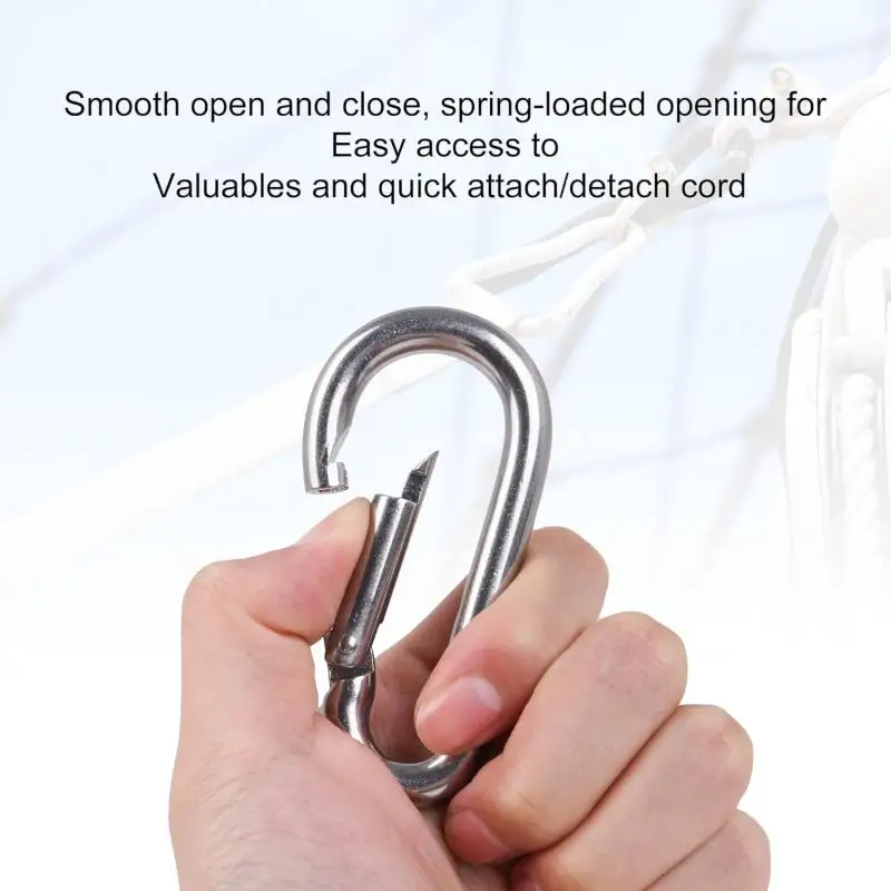 Carabiner Clip 304 Stainless Steel M4 Spring Snap Hook Heavy Duty Quick Link Lock Carabiner Hook Outdoor Keychain Fastener Hook