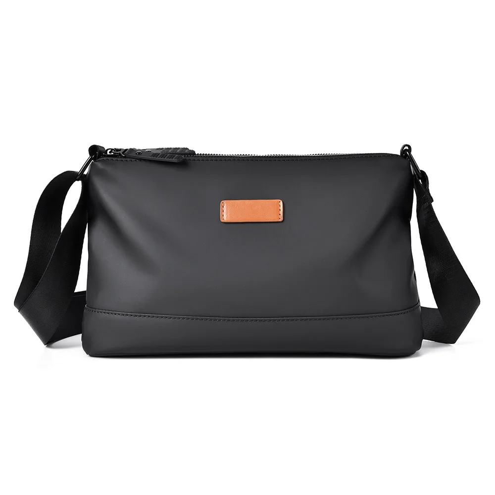 Waterproof leather film commuting single-shoulder bag for men, with flat storage and a large-capacity crossbody square backpack