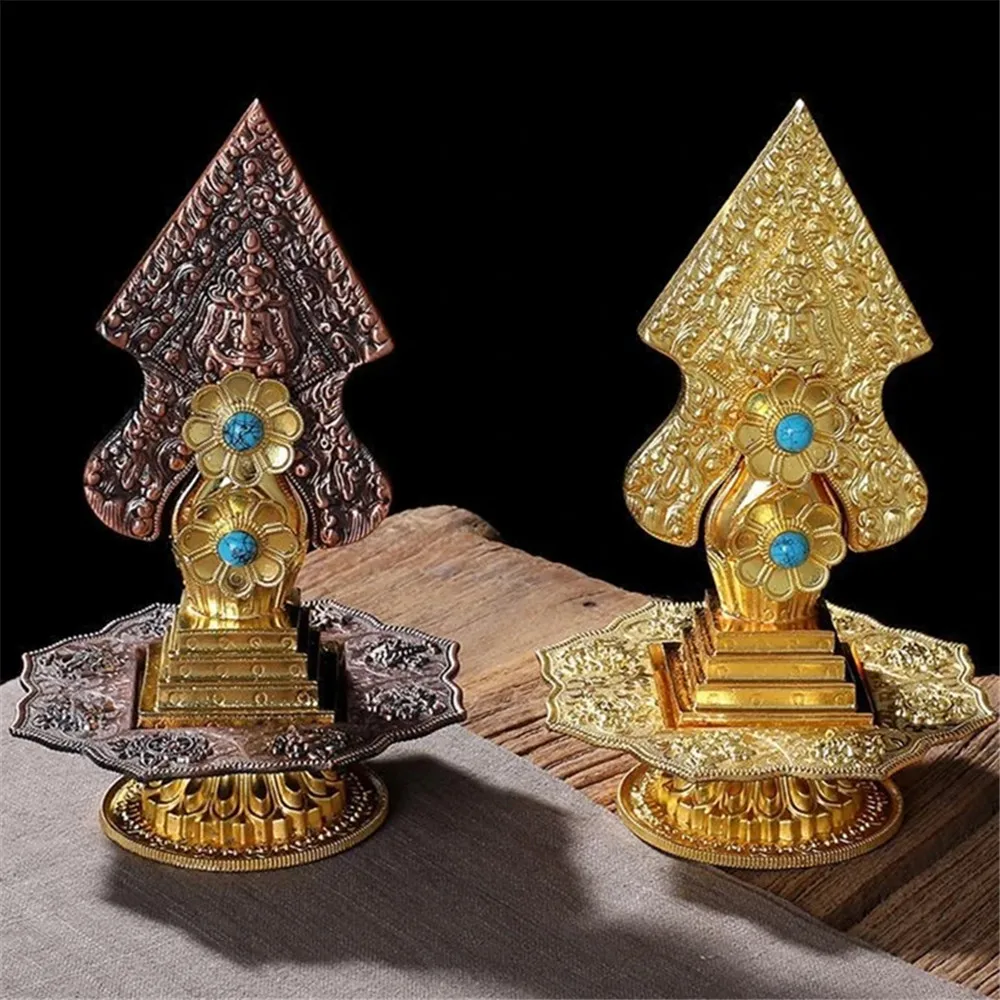 

Multicolor Tibetan Alloy Engraving Inlaid Gem Ten Phase at Ease Mirror ​Handicraft Auspicious Altars Tribute Desktop Decorative
