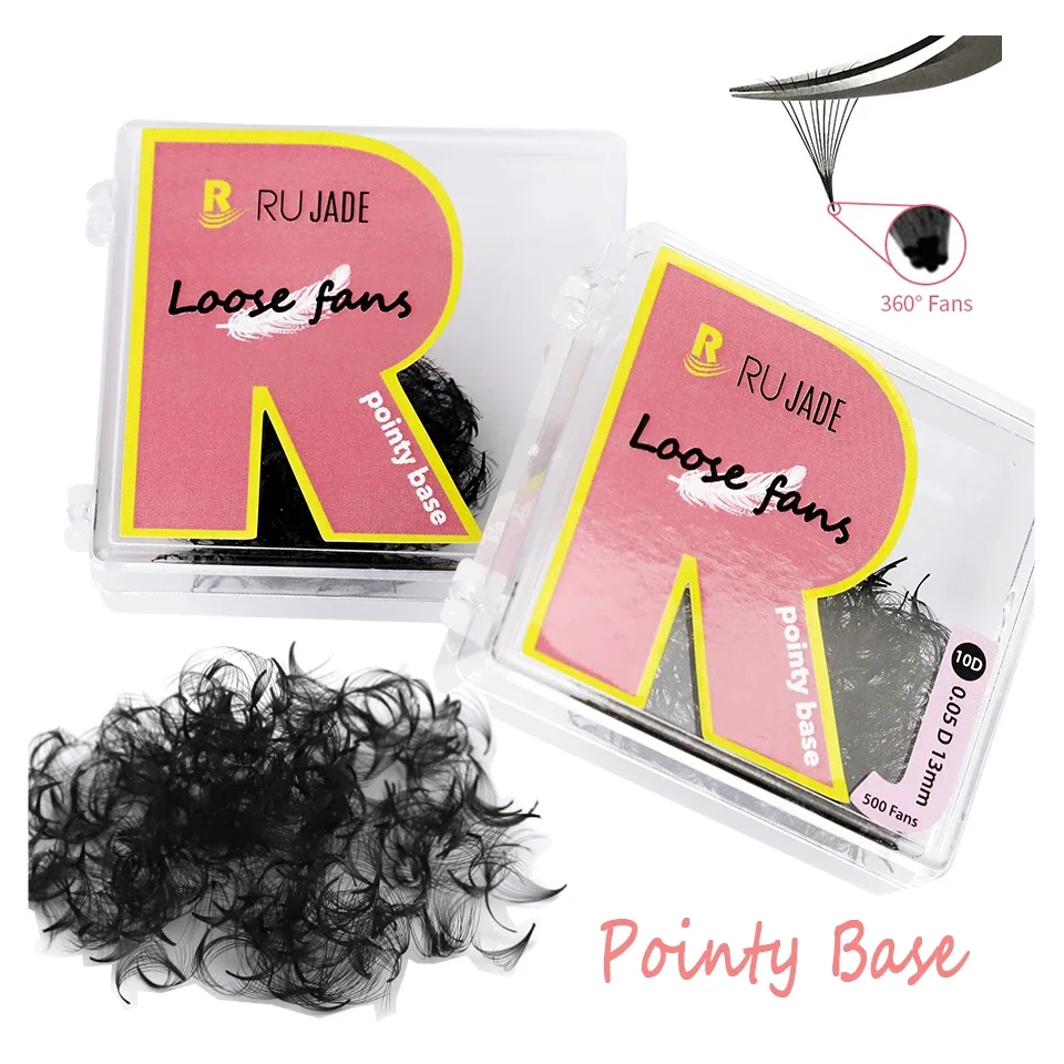 Rujade 3D 5D 6D 8D 10D 16D 20D 30D 40D Premade Loose Fans Eyelash Extension Narrow Sharp Stem Russ Volume Lashes Makeup Cilios