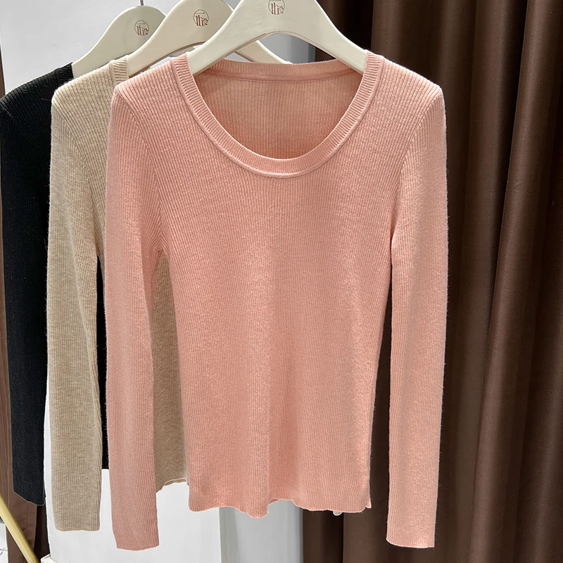 

Fashionable and beautiful base sweater, women's autumn and winter sweater, round neck, super beautiful, inner layer, pink wool k