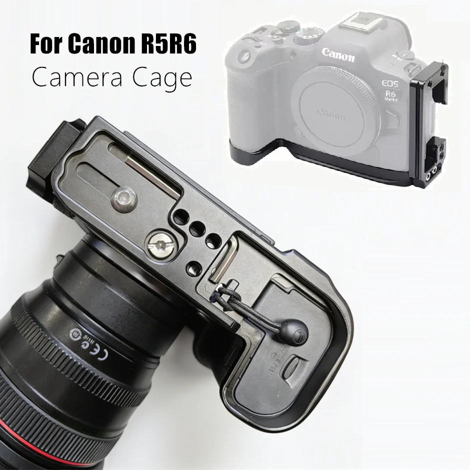 Placa L Vertical Estendida com Liberação Rápida, Suporte para Câmera Canon EOS R5 R6 MARK II R5C, Compatível com Tripé e Estabilizador