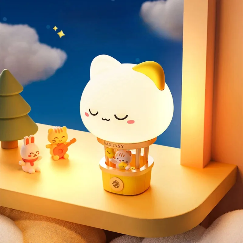 뜨거운 공기 풍선 Sillicone 귀여운 크리 에이 티브 만화 LED 야간 조명 USB 충전 어린이 침실 장식 램프 3 레벨