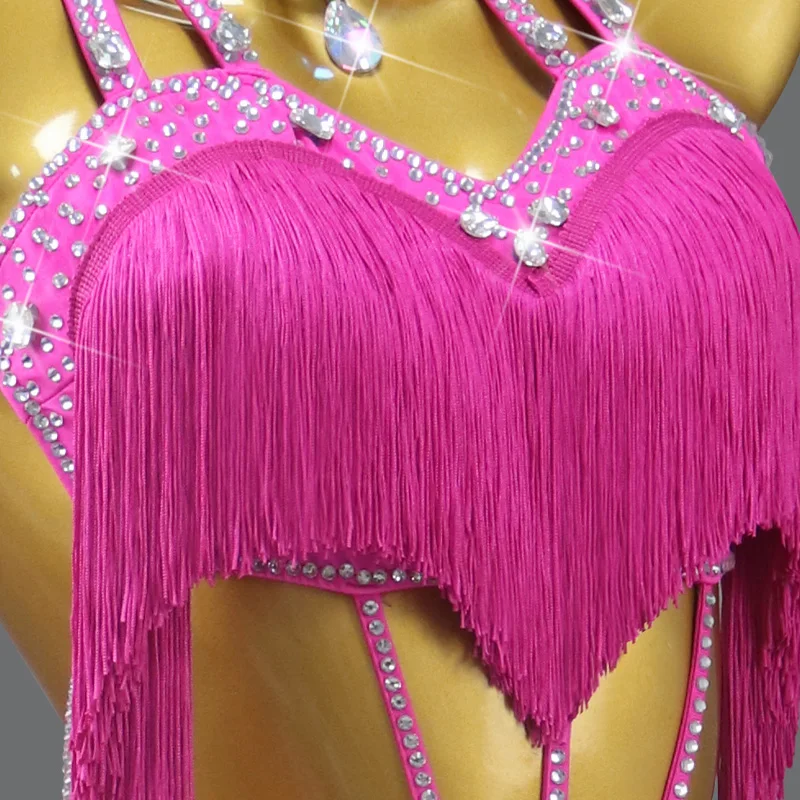 2024 Girls Skirt For Party Sexy Latin Dance Dress Womens Competition Line Tassel Suit Adult Children Evening Stage Samba Costume