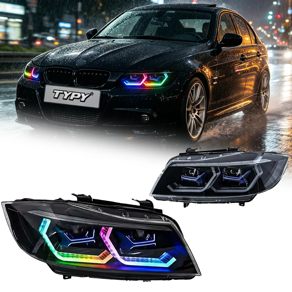 TYPY Autolichter für BMW 3er Serie 2005-2012 E90 RGB Scheinwerfer LED Projektor Frontleuchte Tagfahrlicht Autozubehör
