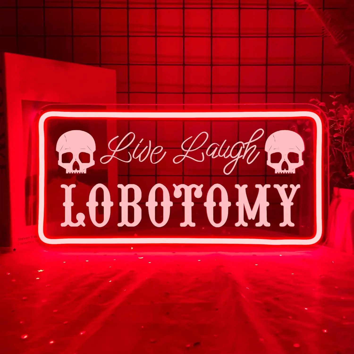 Live Laugh Lobotomy  LED Neon Sign USB Dimmable Neon Light Sign for Gameroom Bedroom Bar Livingroom  Party Gift Wall Decor