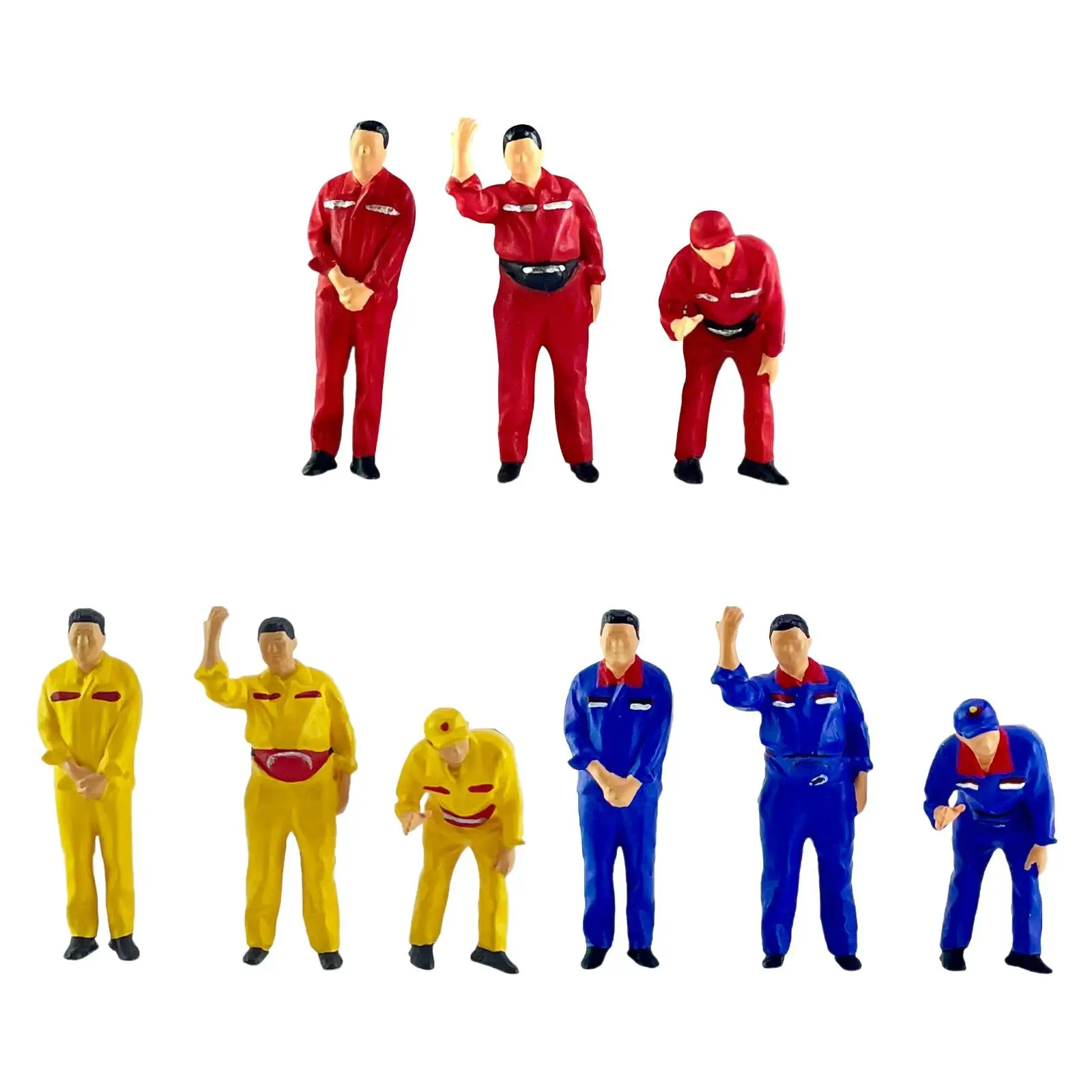 3pcs 1/64 מודל מיניאטורי גז תחנת אנשים דמויות צבועות פיסול אנושי עבור אביזרי צילום בובות בית חול diorama