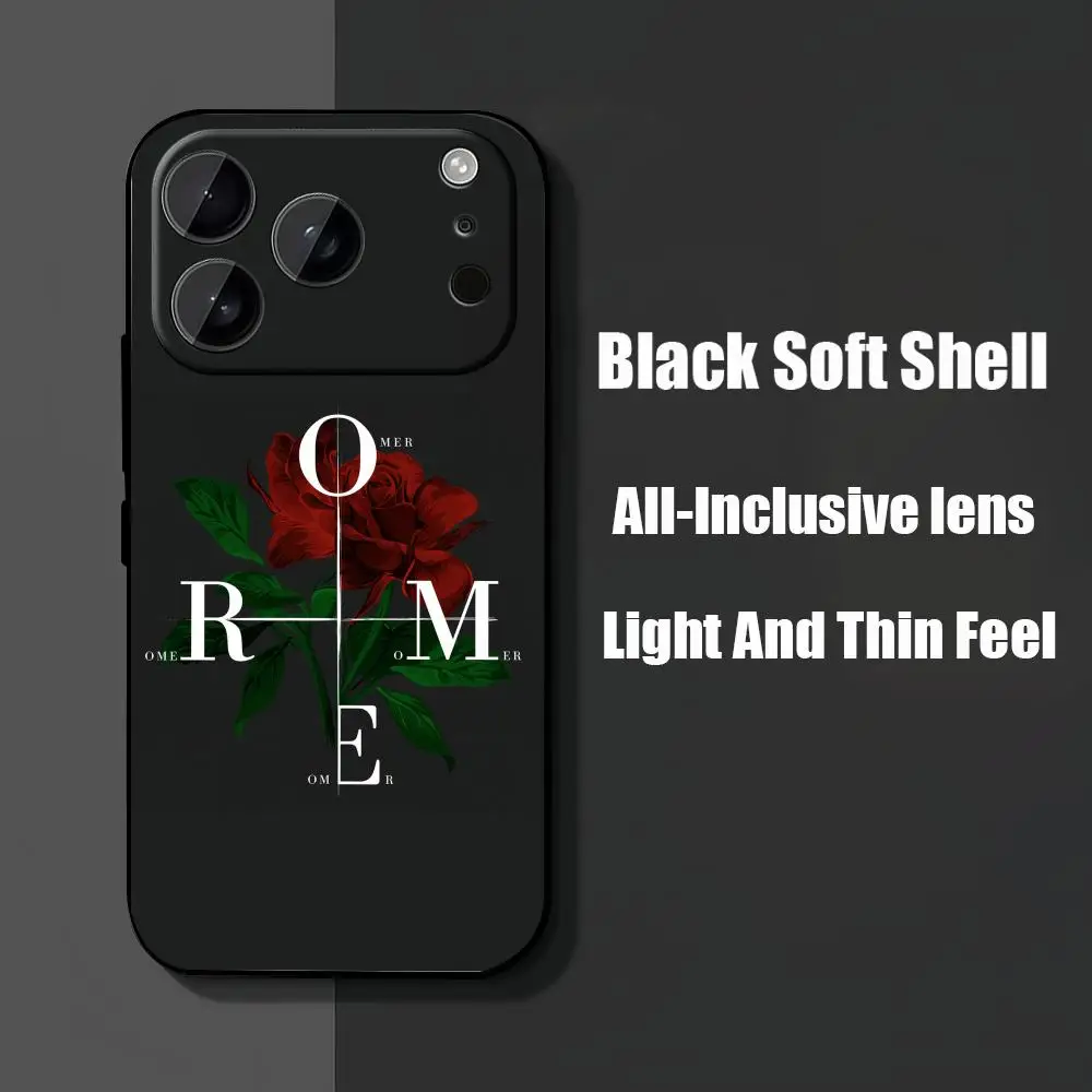 حافظة هاتف O-Omer A-Adam لهاتف آيفون 17 Air 16 16e Plus Pro MAX15 14 13 12 11 xr 7 8 6 se XSmax حافظة سوداء ناعمة