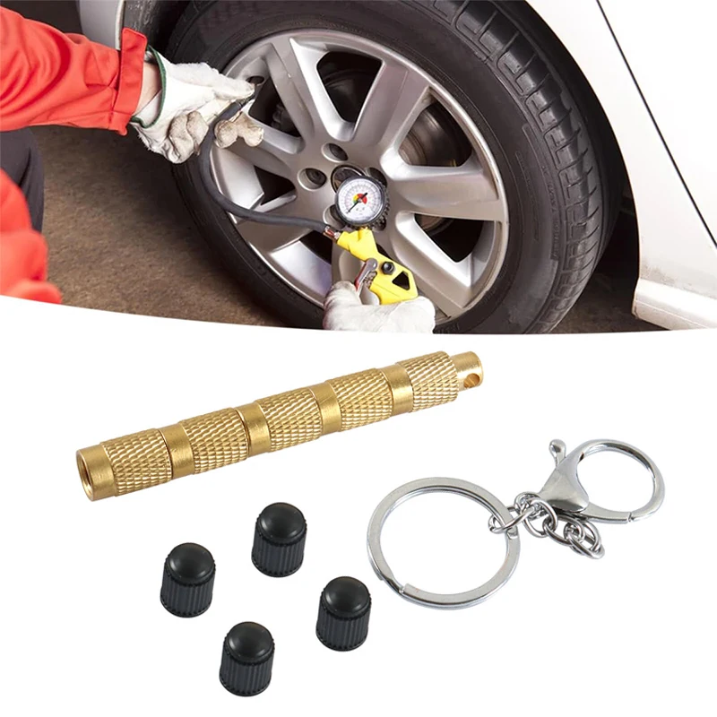 

Universal 4 in 1 Tire Deflator Tools for Offroad Tire Air Down Tool Tire Deflators Tool with Tire Valves Caps Keychain