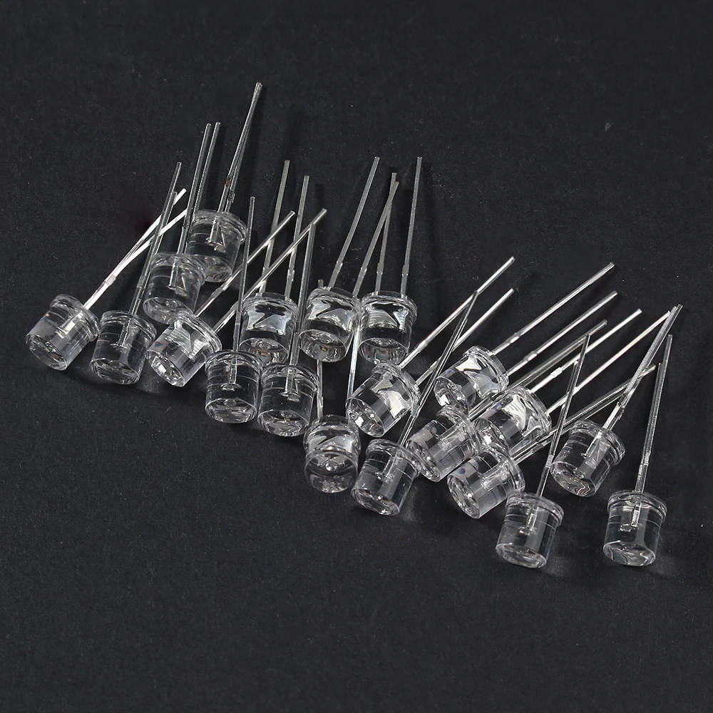 100PCS5MM LED Diodes kit Transparent LED lamp  Red Yellow Blue Green White F5 Flat LED lighting DIY electronic kit 5 Colors