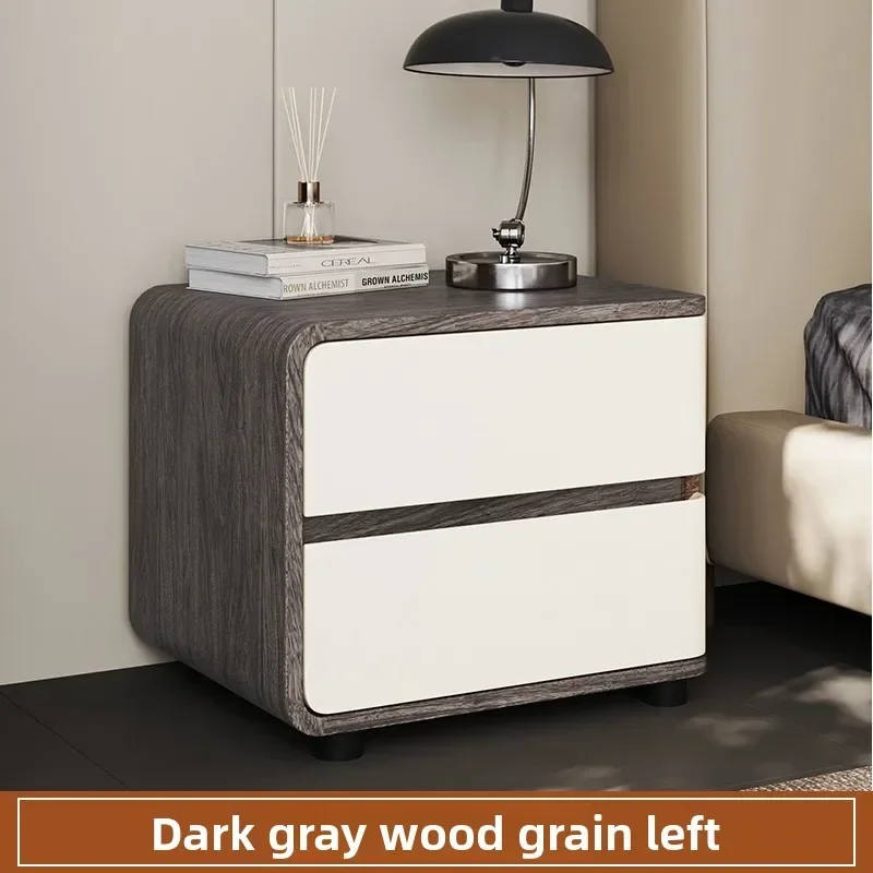Exquisite Multi-functional All Solid Wood Bedside Table Wood Grain Leather Storage Bedside Storage Cabinetsturdy And Durable