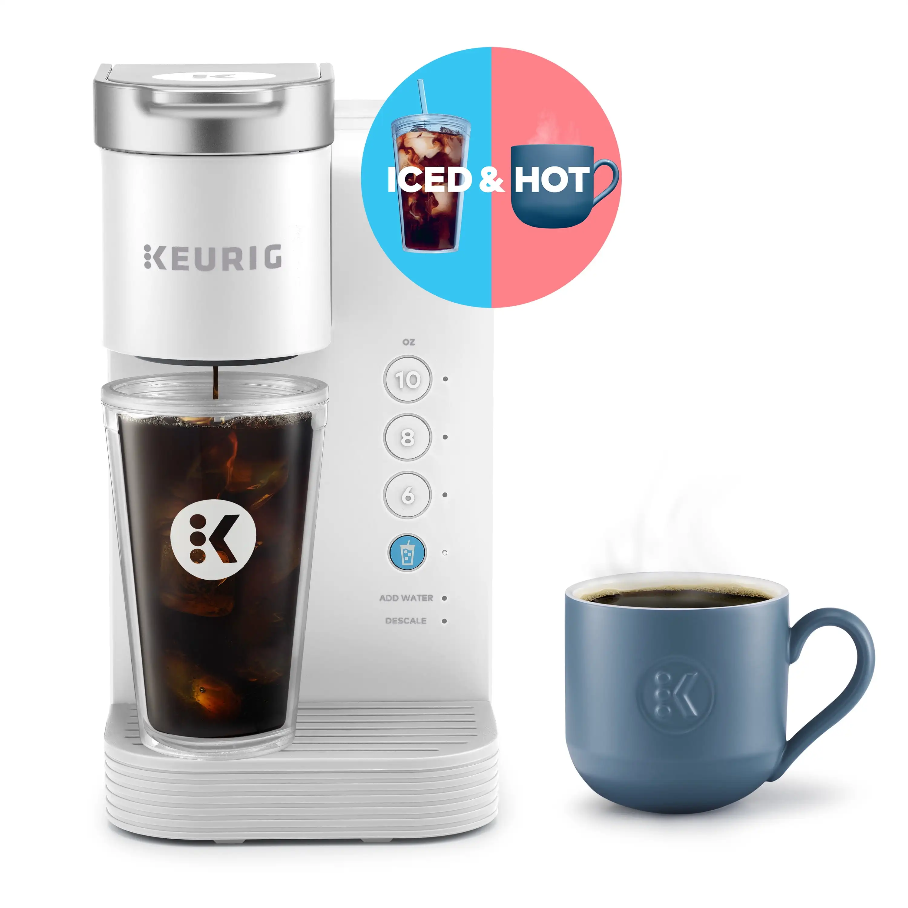 

Essentials Iced and Hot Single-Serve K-Cup Pod Coffee Maker, White