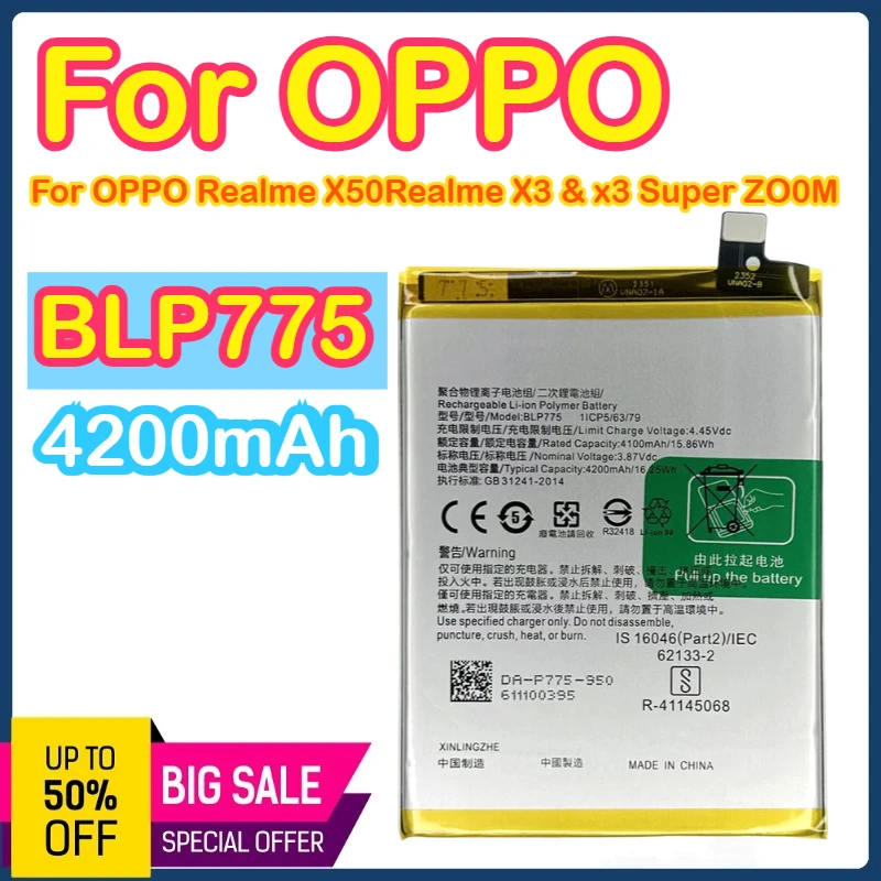 4200mAh BLP775 Genuine For OPPO Realme X3 Realme X50 X3 Super ZOOM High Quality mobile phone batteria batteries