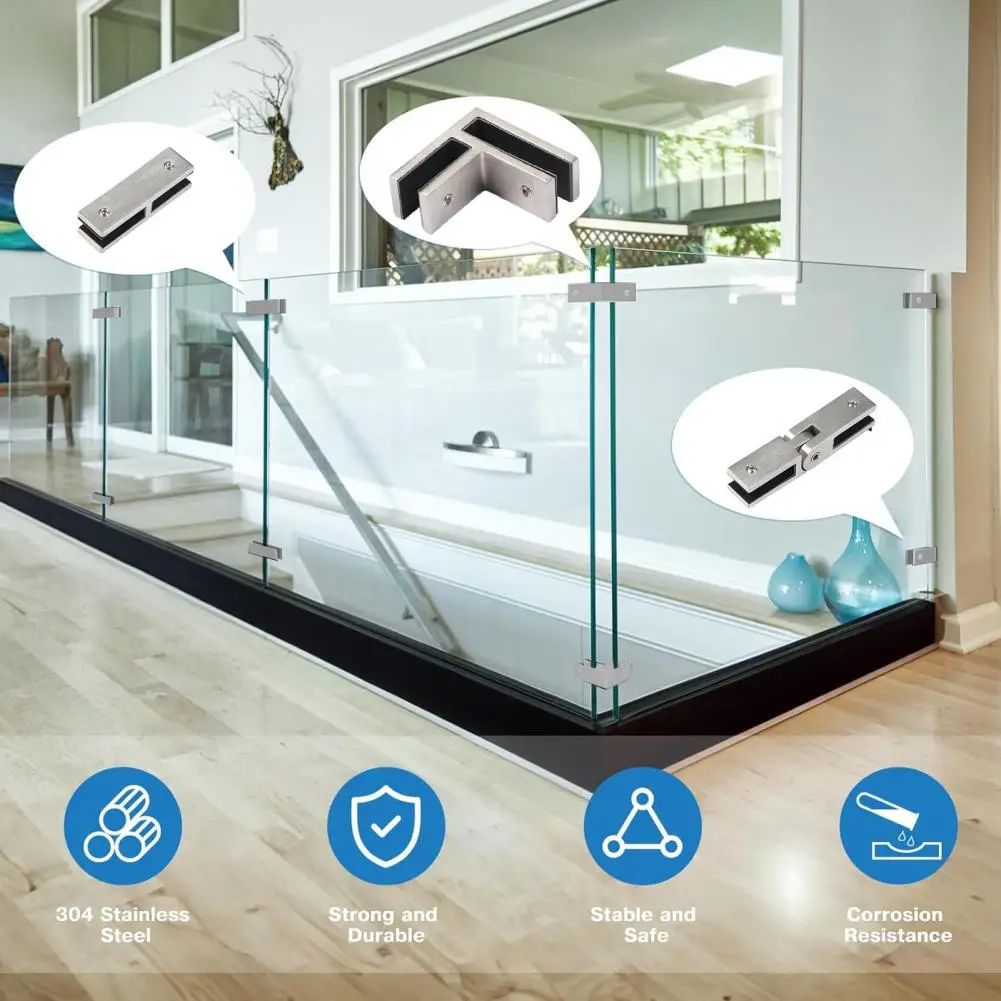 Outdoor Glass Railing Clamp 304 Stainless Steel Glass Clip Black Railing Glass Clamp with Rubber Gaskets for Coastal Balustrade image 4