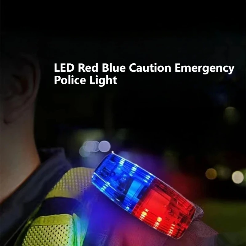 LED Red Blue Caution Emergency Police Light Flashing Shoulder Lamp USB Rechargeable Shoulder Warning Safety Torch Bike Tail Lamp