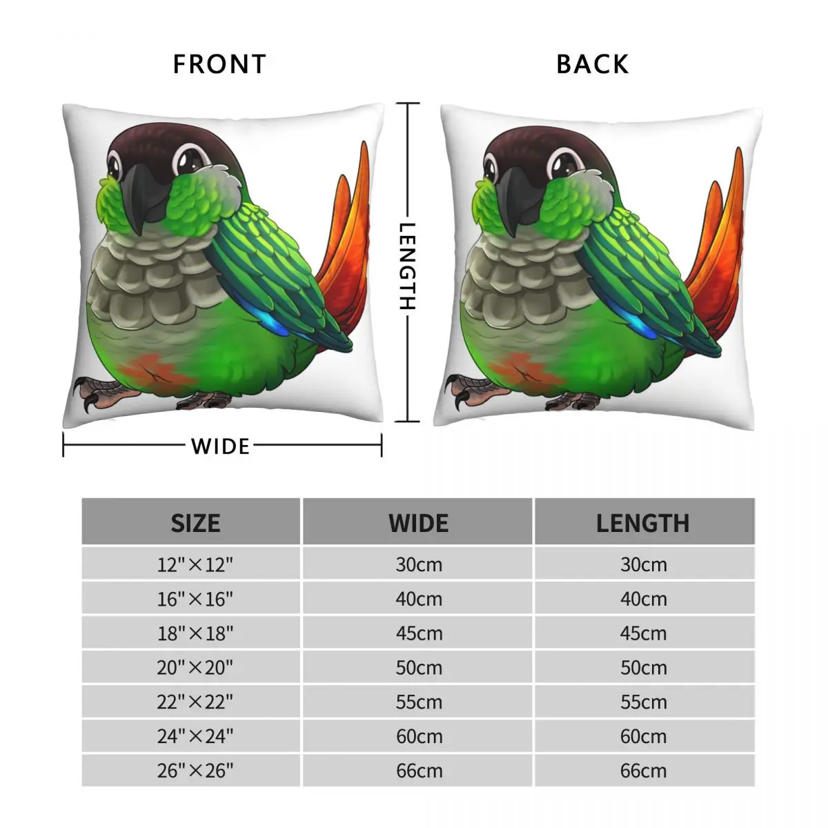 Green-cheek Conure Pillowcase Polyester Linen Velvet Creative Zip Decor Pillow Case Home Cushion Cover 45x45