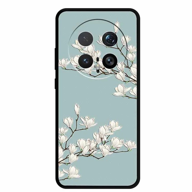 6.71" For Honor Magic8 Pro 5G Case 3D Emboss Relief Flower Black Silicone Soft Back Cover Case For Honor Magic 8 Pro Case Shells view 4