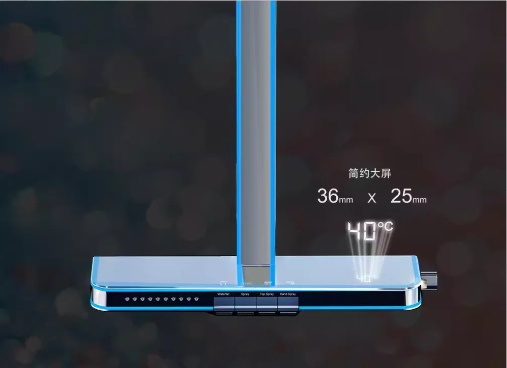 Waterfall Shower Head Full Body Led Light Shiny Massage Bathroom Shower Set