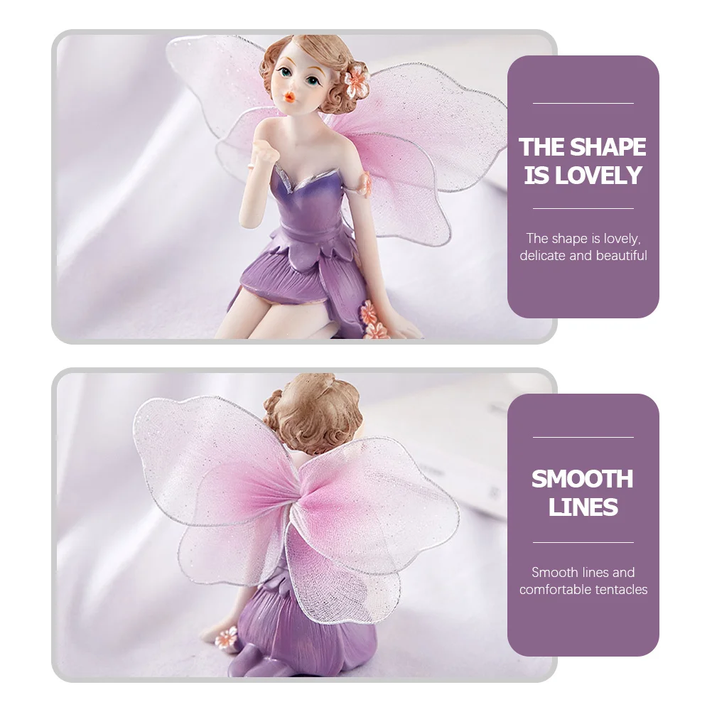 

1pc Cute Flower Fairy Resin Statue Craft Home Desktop Decoration Car Interior Ornament Gift For Family Friends Lovers