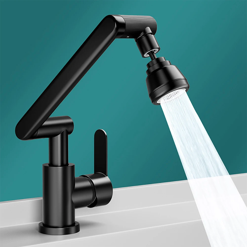 1pc 1080 Swivel Faucet for Bathroom Sink Big Angle Rotate Spray Water Tap Single Handle Vanity Faucet Matte Black Kitchen Faucet