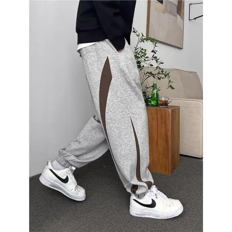 

Брюки свободного кроя в стиле ретро, большие размеры, 300 Pou, повседневные, для мужчин и женщин, дышащие, с эластичной талией, длинные