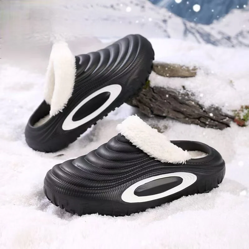 

Men Big Size Waterproof Baotou Cotton Slippers Winter New Light Non slip Plush Keep Warm Lovers Home Slippers Outdoor Slippers