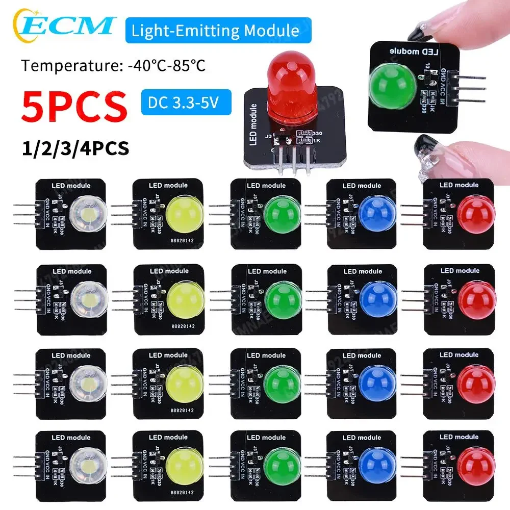 1-5PCS DC 3.3-5 V 10 MM Light-Emitting Module Indicator Module Led Indicator Light-Emitting Tube Module Fit for Arduino