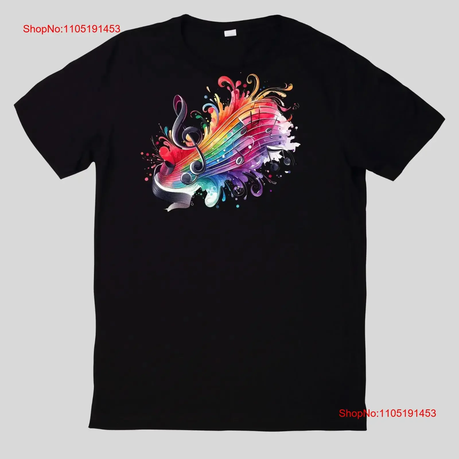 

Watercolor Music Notes T Shirt vintage Washed Casual Stylish Soft designer clothes homme streetwear Unisex Versatile