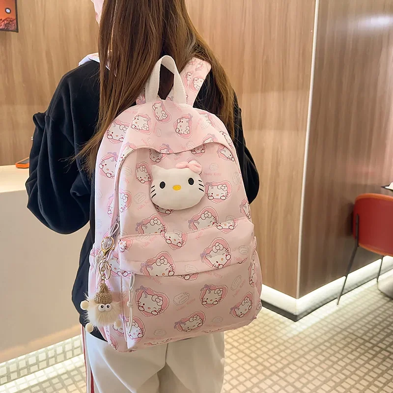 

Рюкзак Hello Kitty's Sanrios, новый мультяшный милый рюкзак для отдыха, студенческие сумки большой вместимости для женщин, аниме-фигурка, каваи, мультфильм