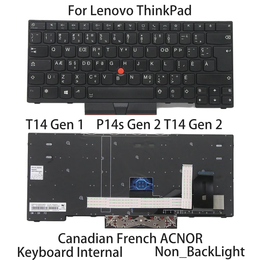 

New For Lenovo T14 Gen1 T14/P14s Gen2 Keyboard Canadian French ACNOR Non_Backlight 5N20V43725 5N20V43869 5N20V44157 5N20V44013