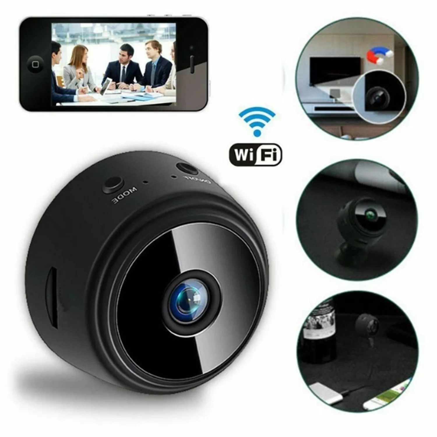 WiFi Camera Mini Surveillance Camera 720P/1080P Remote Monitoring WiFi Connection Infrared Simple Installation