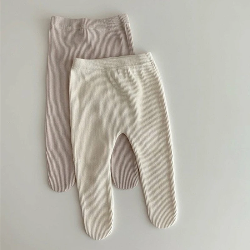 Infant Baby Girl Leggings Spring Autumn Solid Simple Pit Striped Tights for Newborn Cotton Casual Basic Kids Clothes Boys 0-24M