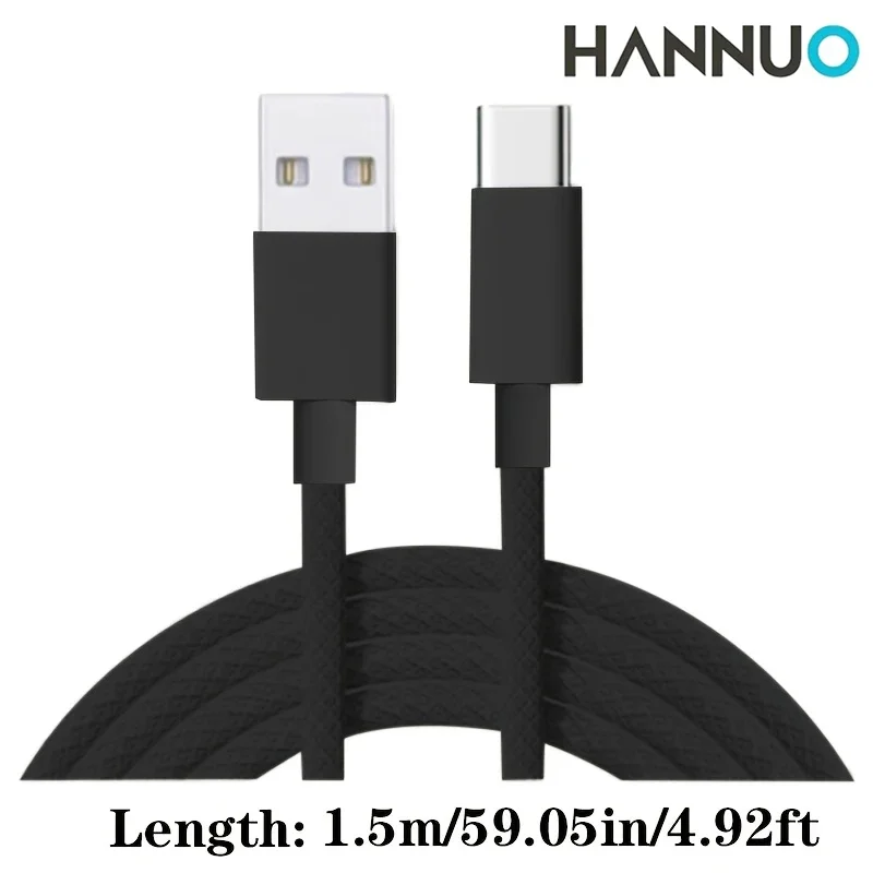 Black Braided Nylon 1m 1.5m USB C Cable Type C Charger Fast Charging Cable For IPhone 17 16 15 Pro Max For Samsung Xiaomi OPPO