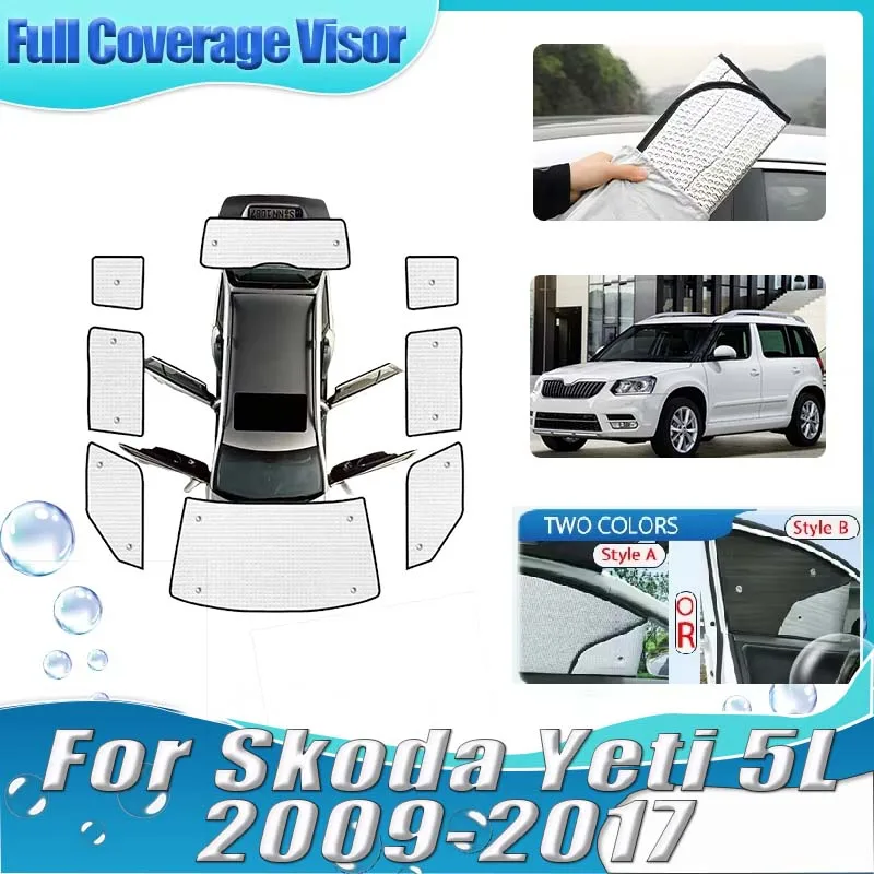 

Car Window Visors For Skoda Yeti Body Kit 5L 2009-2017 Full Windshield Sunscreens Sun Visors Anti-UV Rays Covers Car Accessories