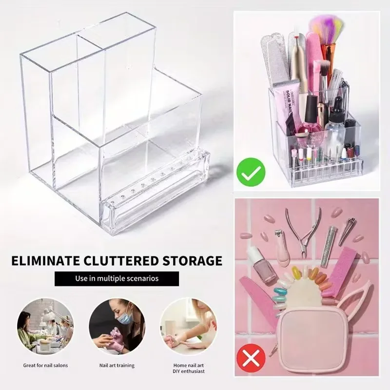 A Compact Holder And Organizer for Mini Nail Drill Bits, for Nail Polishing Tools, Featuring a Storage Box And Display Rack